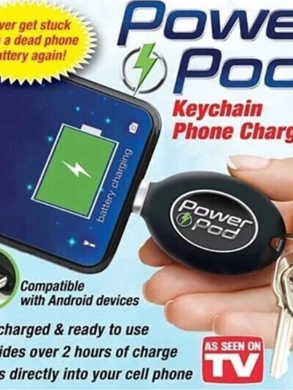 Brand New Power Pod Portable Phone Charger Android USB-C Emergency Phone Charger